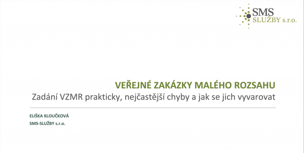 Prezentace Elišky Kloučkové o veřejných zakázkách malého rozsahu