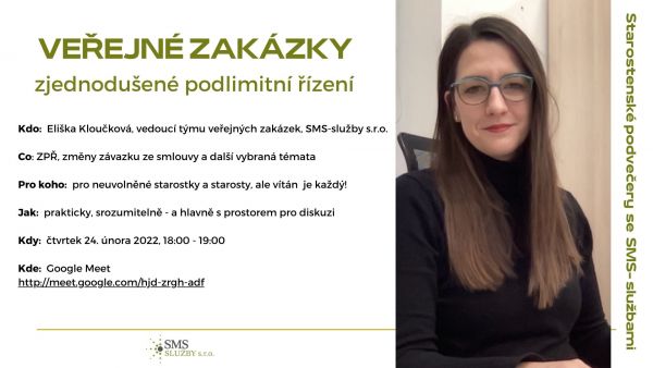 Zveřejňujeme prezentaci z webináře Elišky Kloučkové na téma zjednodušené podlimitní řízení