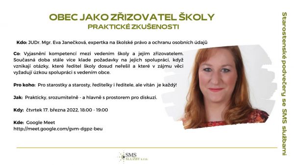 Vaší průvodkyní byla tentokrát JUDr. Mgr. Eva Janečková, dlouhodobá spolupracovnice SMS-služeb